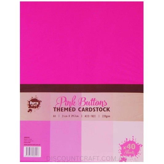 Colour Block Card A4 40pk - Pink Buttons