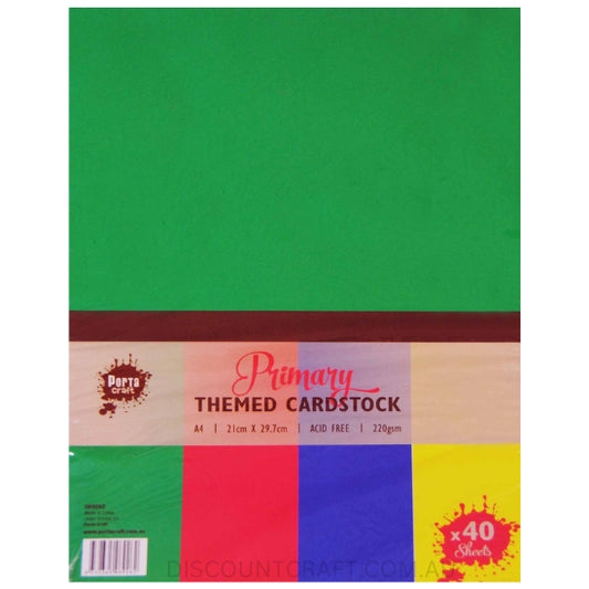 Colour Block Card A4 40pk - Primary Colours