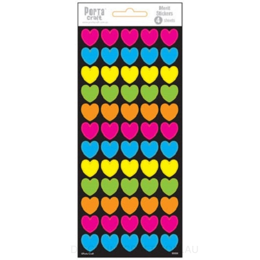 Coloured Heart Stickers - 4 Sheets