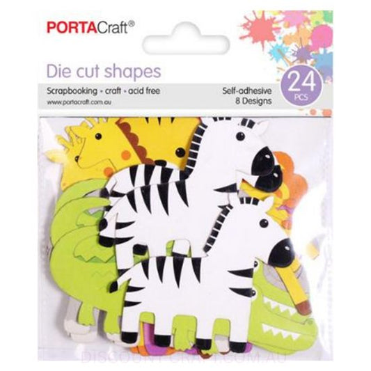Self-Adhesive Die Cut Shapes - Jungle Animals 24pk
