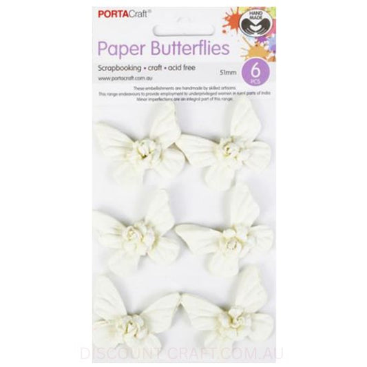 Paper Butterflies - Ivory 51mm 6pk