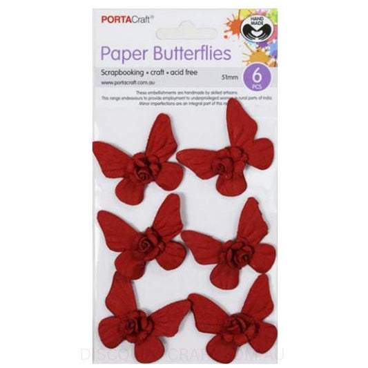 Paper Butterflies- Red 51mm 6pk