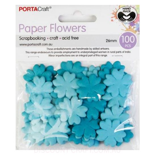 Paper Flowers - Aquamarine 26mm 100pk