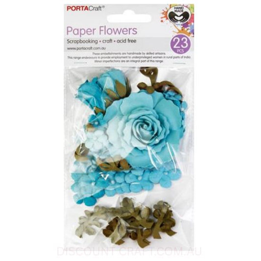 Paper Flowers - Aquamarine Rose Set 23pk