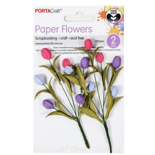 Paper Flowers Tulip - Berry 101mm 2pk