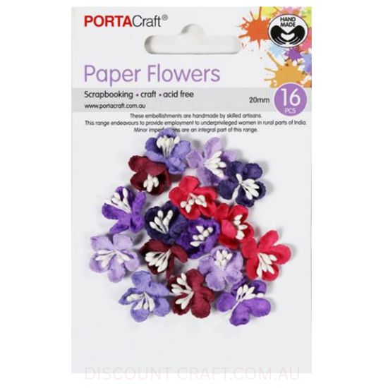 Paper Flowers - Berry 20mm 16pk