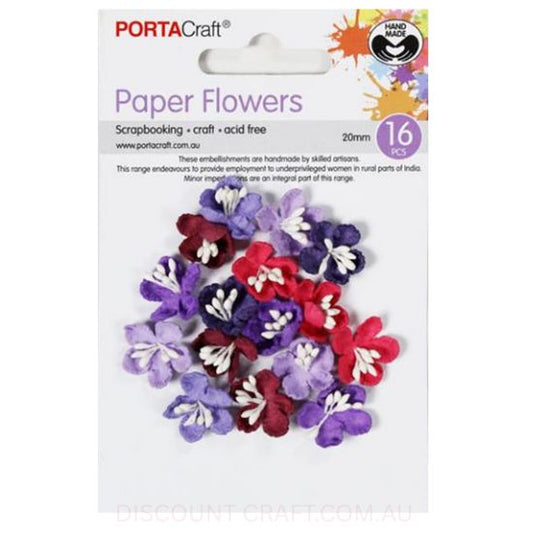 Paper Flowers - Berry 20mm 16pk