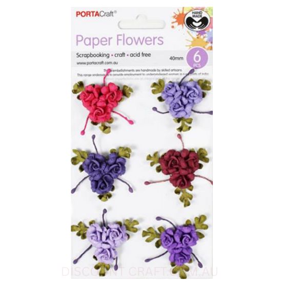 Paper Flowers Bunch - Berry Roses 40mm 6pk