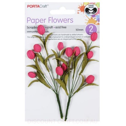 Paper Flowers Tulip - Flamingo 101mm 2pk