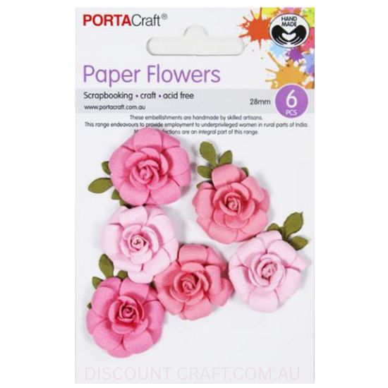 Paper Flowers Roses - Flamingo 28mm 6pk