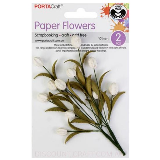 Paper Flowers Tulip - Ivory 101mm 2pk