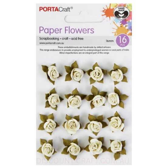 Paper Flowers Roses - Ivory 16mm 16pk