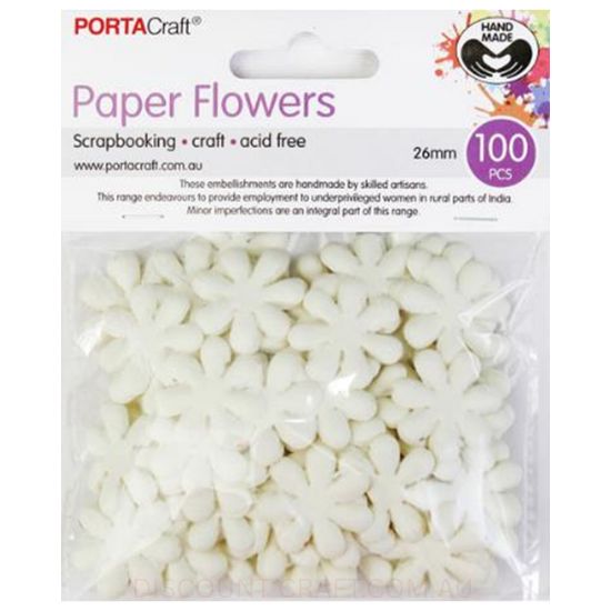 Paper Flowers Daisies - Ivory 26mm 100pk