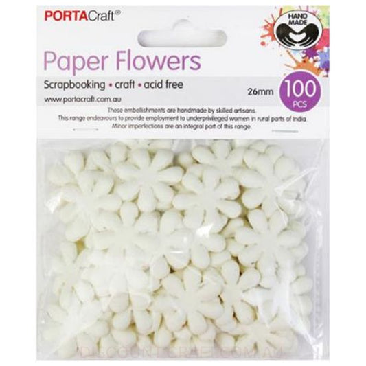 Paper Flowers Daisies - Ivory 26mm 100pk