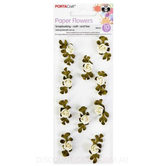 Paper Flowers Roses - Ivory 30mm 10pk