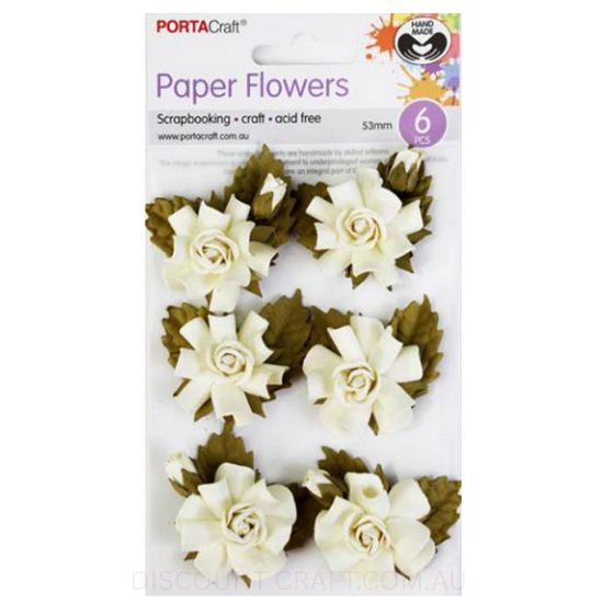 Paper Flowers Roses - Ivory 53mm 6pk
