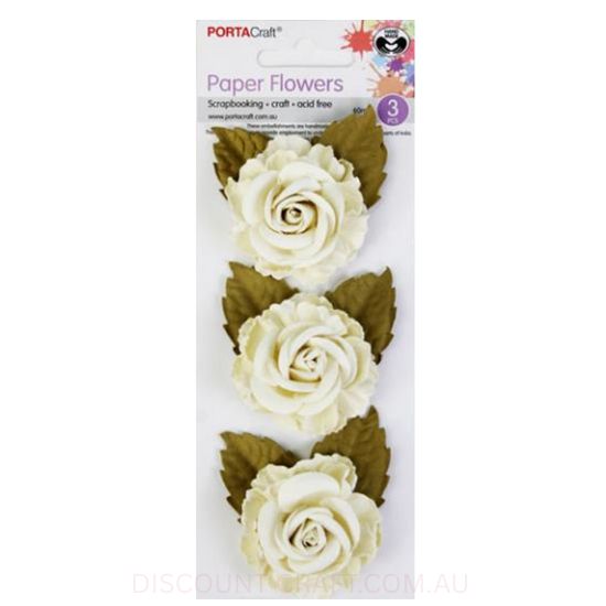 Paper Flowers Roses - Ivory 60mm 3pk