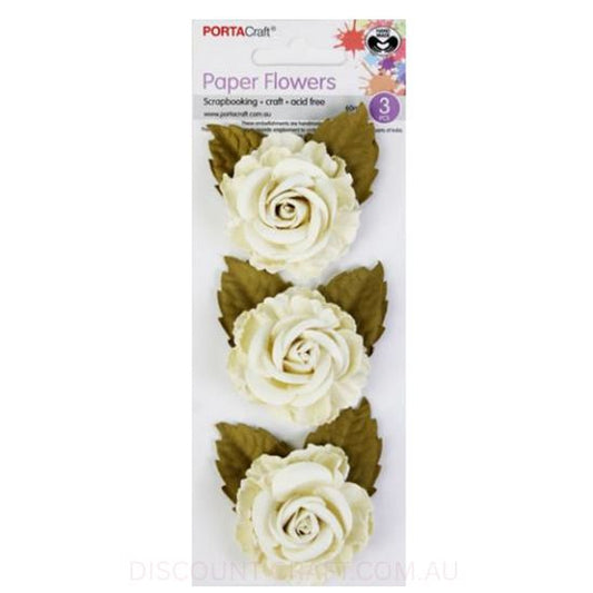Paper Flowers Roses - Ivory 60mm 3pk