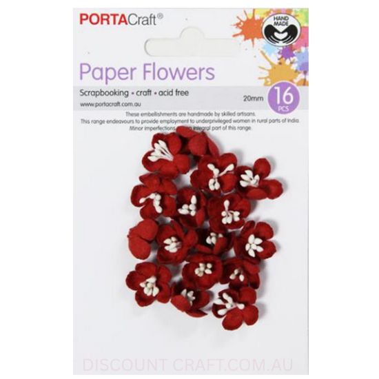 Paper Flowers - Red 20mm 16pk