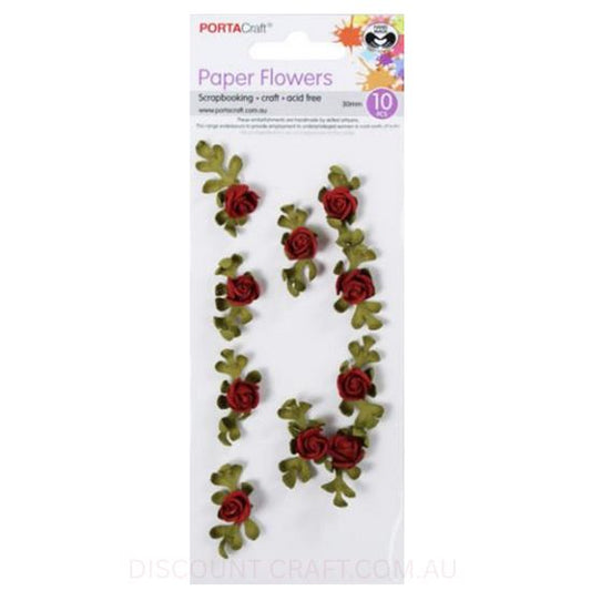 Paper Flowers Roses - Red 30mm 10pk