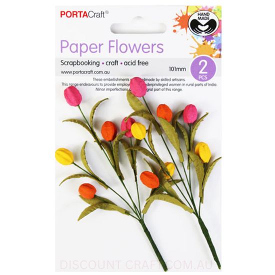 Paper Flowers Tulip - Sunset 101mm 2pk