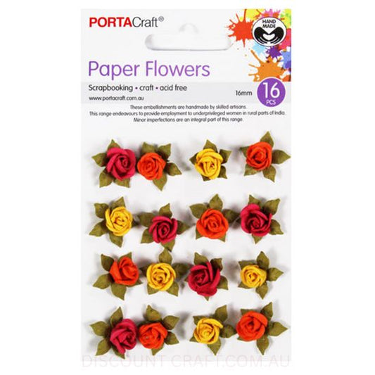 Paper Flowers Roses - Sunset 16mm 16pk
