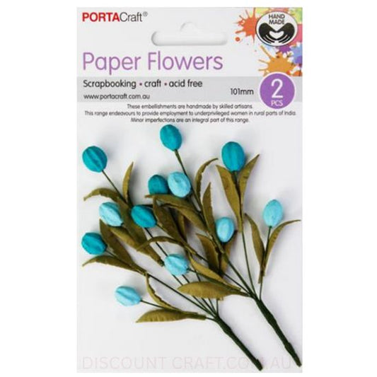 Paper Flowers Tulip - Aquamarine 101mm 2pk