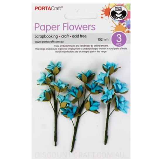 Paper Flowers - Aquarmarine 102mm 3pk