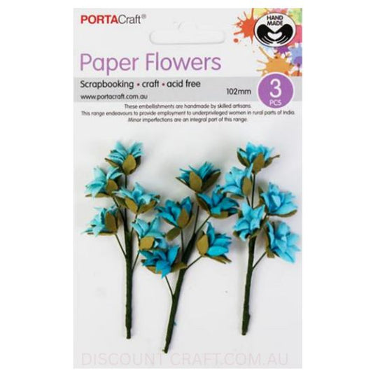 Paper Flowers - Aquarmarine 102mm 3pk