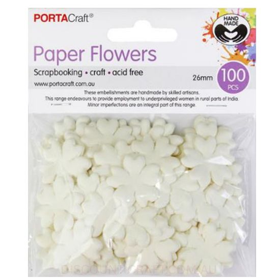 Paper Flowers - Ivory 26mm 100pk
