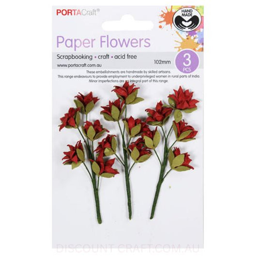 Paper Flowers - Red 102mm 3pk