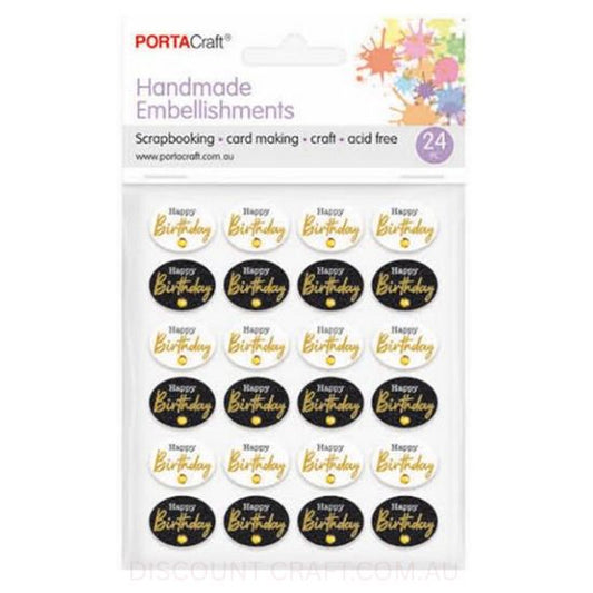 Handmade Embellishments - Foil Happy Birthday Labels 24pk