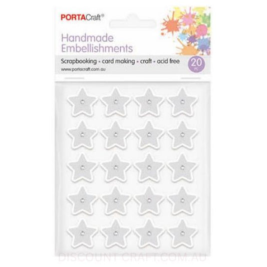 Handmade Embellishments - Foil Silver Stars 20pk