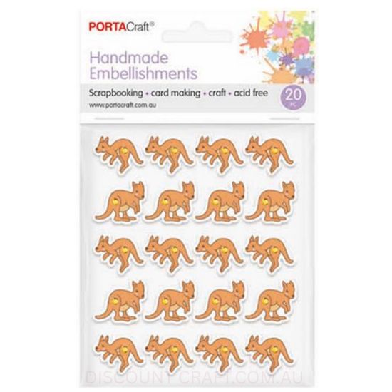 Handmade Embellishments - Aussie Kangaroos 20pk