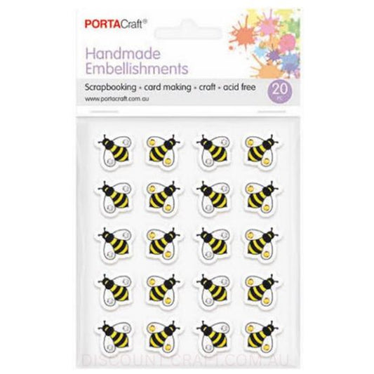 Handmade Embellishment - Glitter Bees 20pk