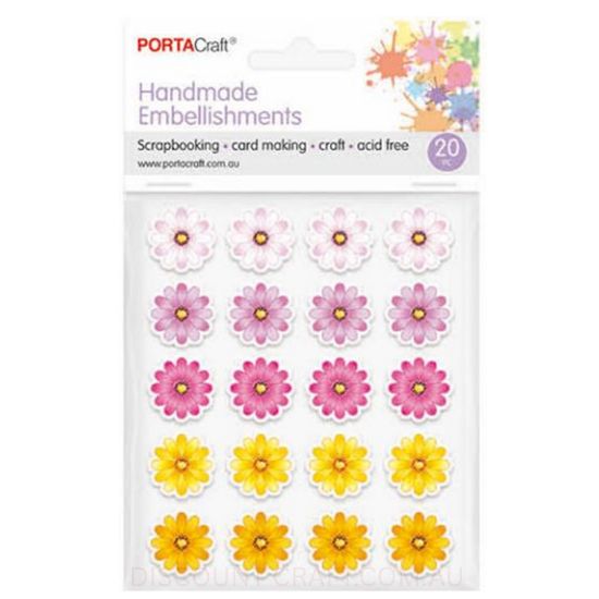Handmade Embellishments - Glitter Coloured Daisies 20pk