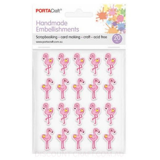 Handmade Embellishment - Glitter Flamingos 20pk