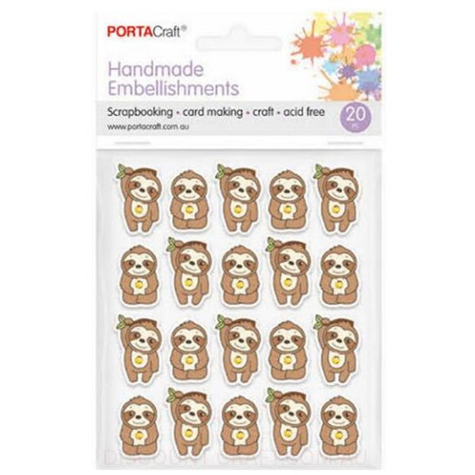 Handmade Embellishments - Glitter Sloths 20pk