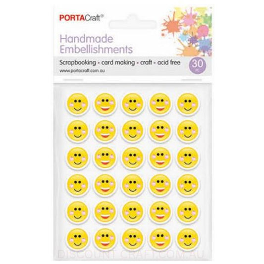 Handmade Embellishments - Glitter Smileys 30pk