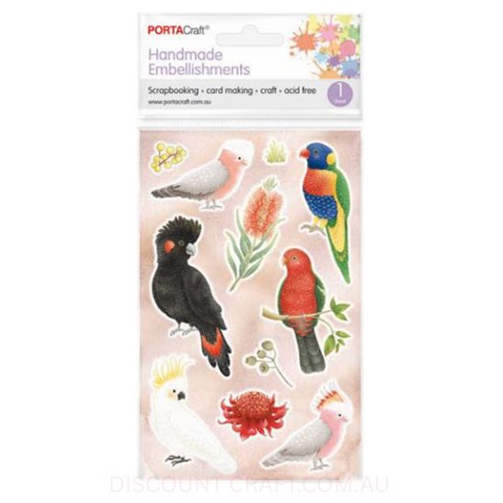 Handmade Embellishments - Aussie Parrots