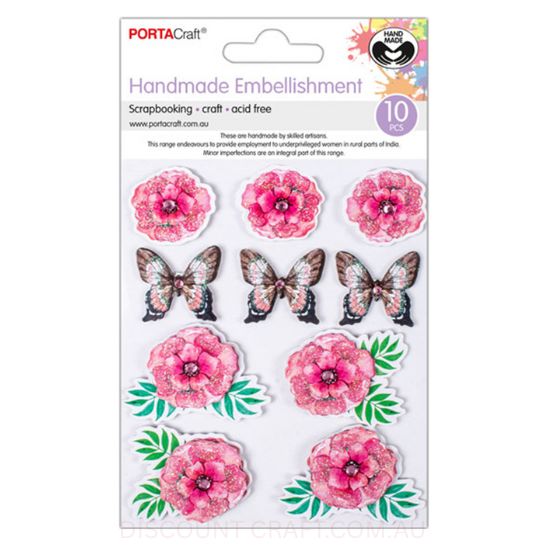 Handmade Embellishments - Blossoms & Butterflies 10pk