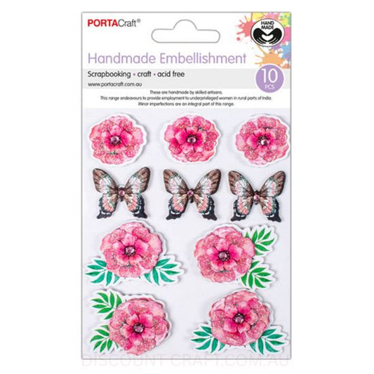 Handmade Embellishments - Blossoms & Butterflies 10pk