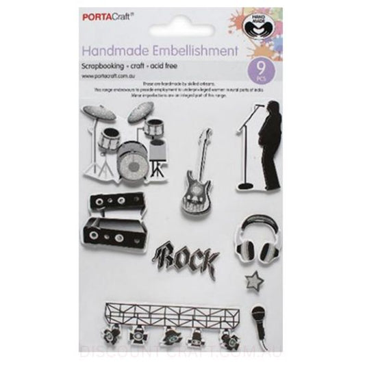 Handmade Glitter Embellishments - Music Themed 9pk