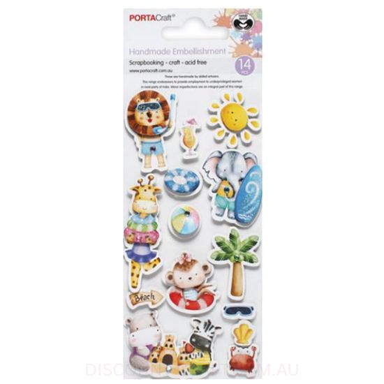 Handmade Jewel Embellishments - Animal Beach Party 14pk