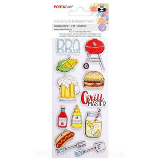 Handmade Glitter Embellishments - BBQ 12pk