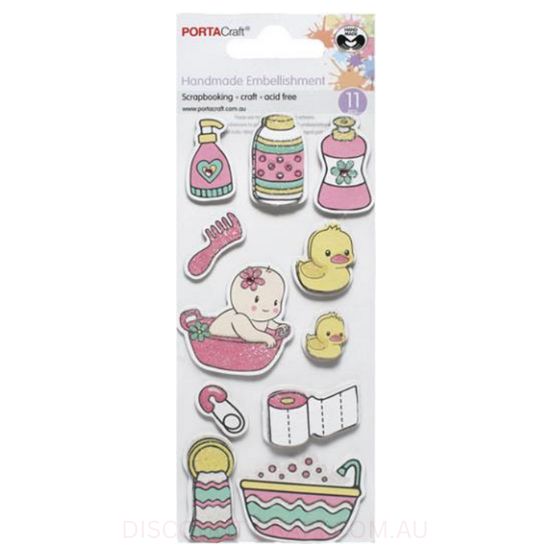 Handmade Glitter Embellishments - Baby Bath Time 11pk