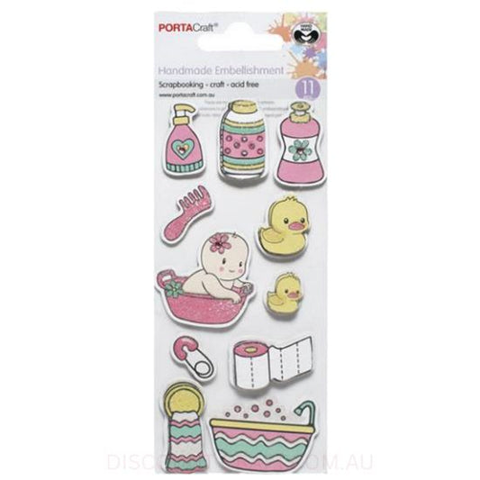 Handmade Glitter Embellishments - Baby Bath Time 11pk