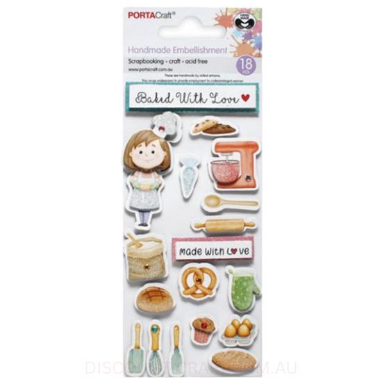 Handmade Glitter Embellishments - Baked with Love 18pk