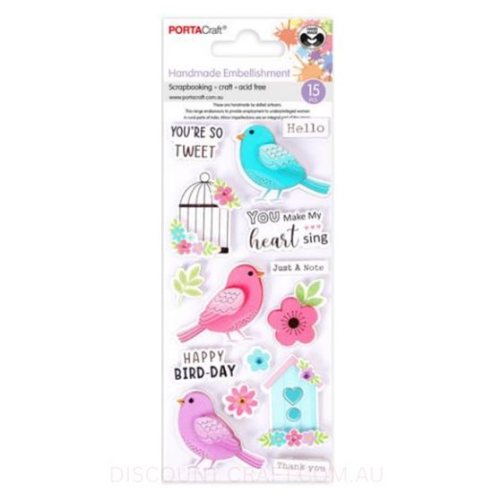 Handmade Jewel Embellishment - Bird Day 15pk