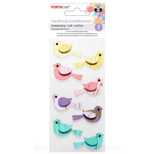 Handmade Embellishments - Crackled Robin Birds 8pk